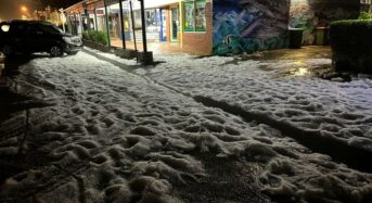 The town of Byron Bay looks white after a hailstorm, but it won’t last long