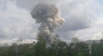 There was a massive explosion at a factory near Moscow, a mushroom of smoke rose, and several people feared trapped